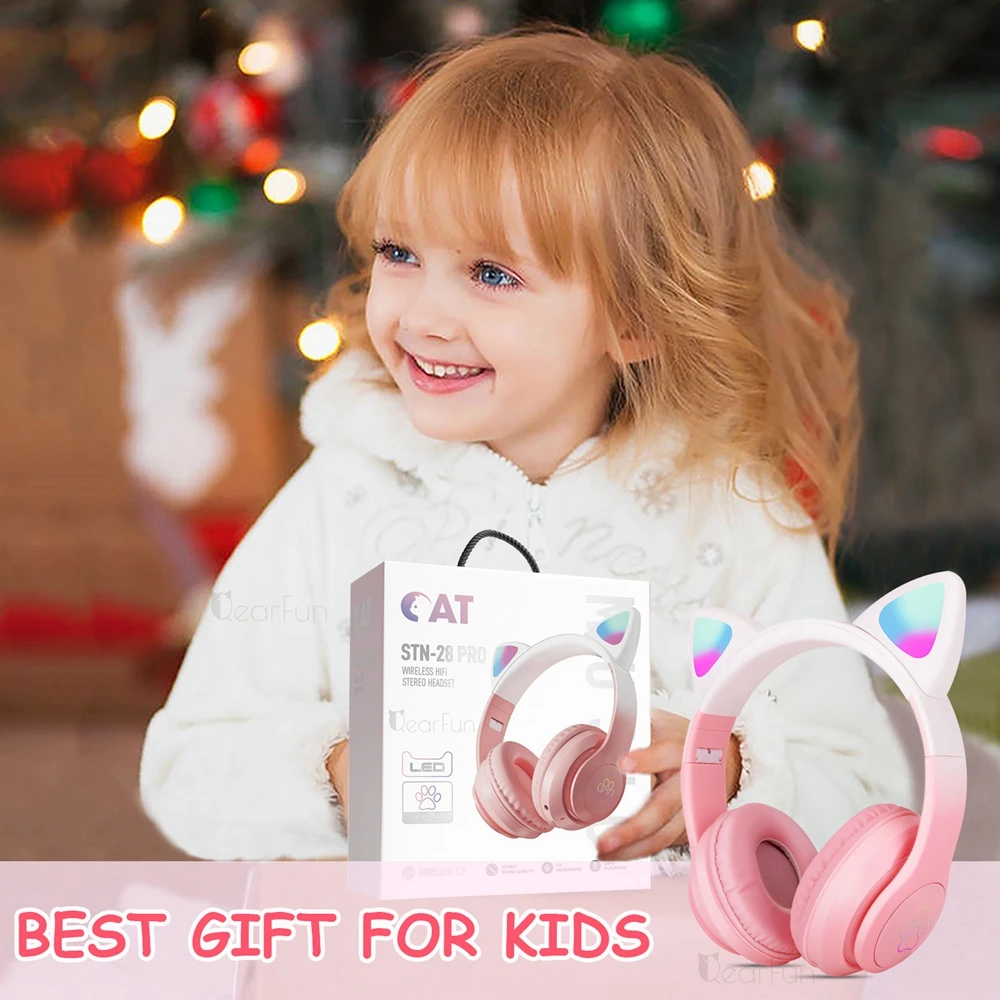 Nouveau Casque Bluetooth Sans Fil Pour Filles Et Enfants,avec Micro, Flash  Lumineux, Stéréo, Musique, Joli Casque Bluetooth D'oreille De Chat,casque  Audio Enfant, Cadeaux De Noël Et De Nouvel An - Écouteurs Et