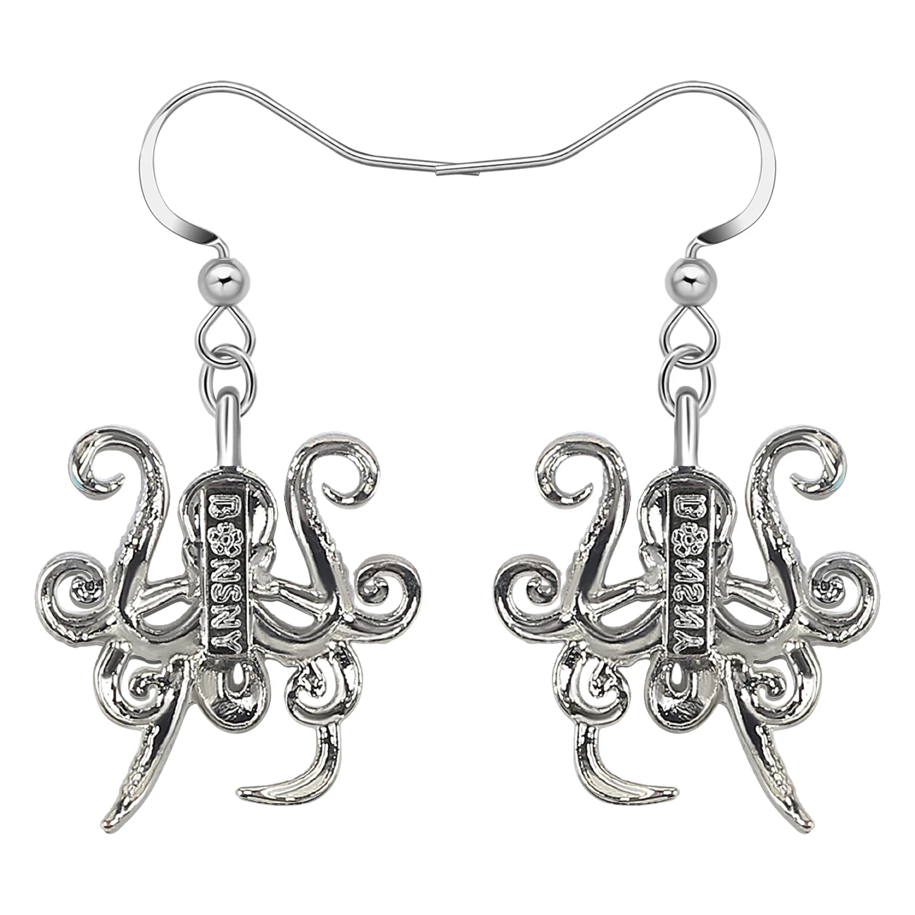 Bonsny Enamel Alloy Metal Squid Octopus Earrings Deep Ocean Fish Dangle Drop Charms For Women Girls Teens Gifts Fashion Jewelry