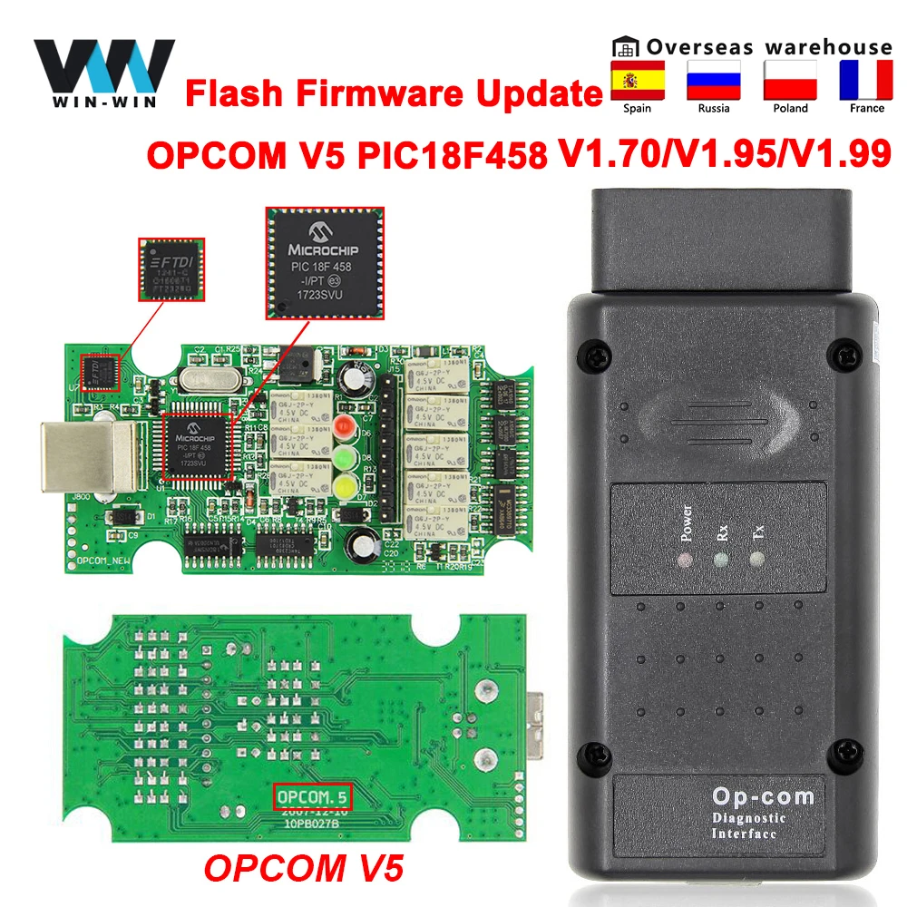 OPCOM V5 For Opel OP COM 1.70 flash firmware update Car Diagnostic for Opel OP-COM 1.95 PIC18F458 CAN BUS OBD OBD2 Auto Tools best car battery charger