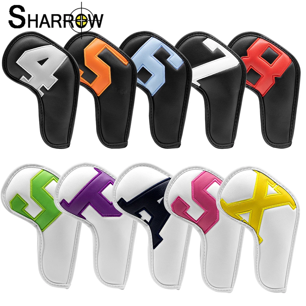 

10 Golf Head Cover Piece Golf Iron Cover Cover Irons Club PU Leather Golf Accessories Velcro Closure Set Fast delivery