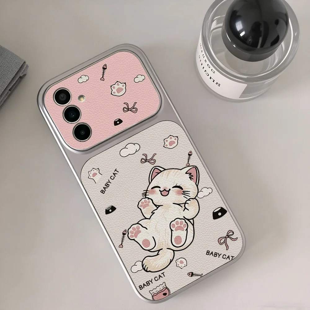 Cute Cartoon Pink Paw Polka Dots Cat Phone Case Cover