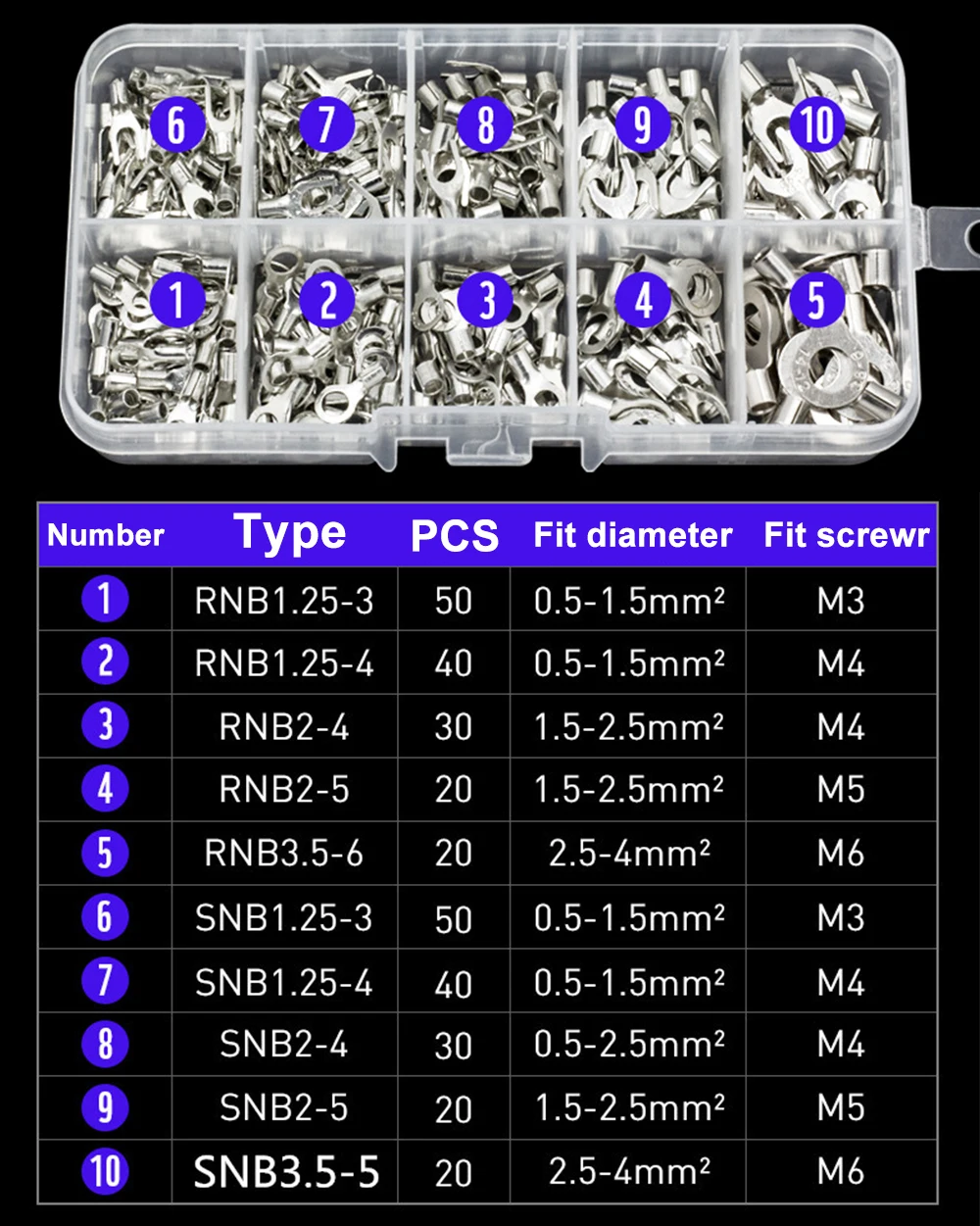 Copper Ring Fork Terminals Kit Non-Insulated Electrical O/Y Type Brass Terminal Assortment Set Cable Wire Connector Crimp Spade terminal connector