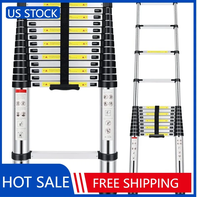 

Telescoping Extension Ladder 16.5 FT, Aluminum Alloy Folding Telescopic Ladder with Locking Mechanism