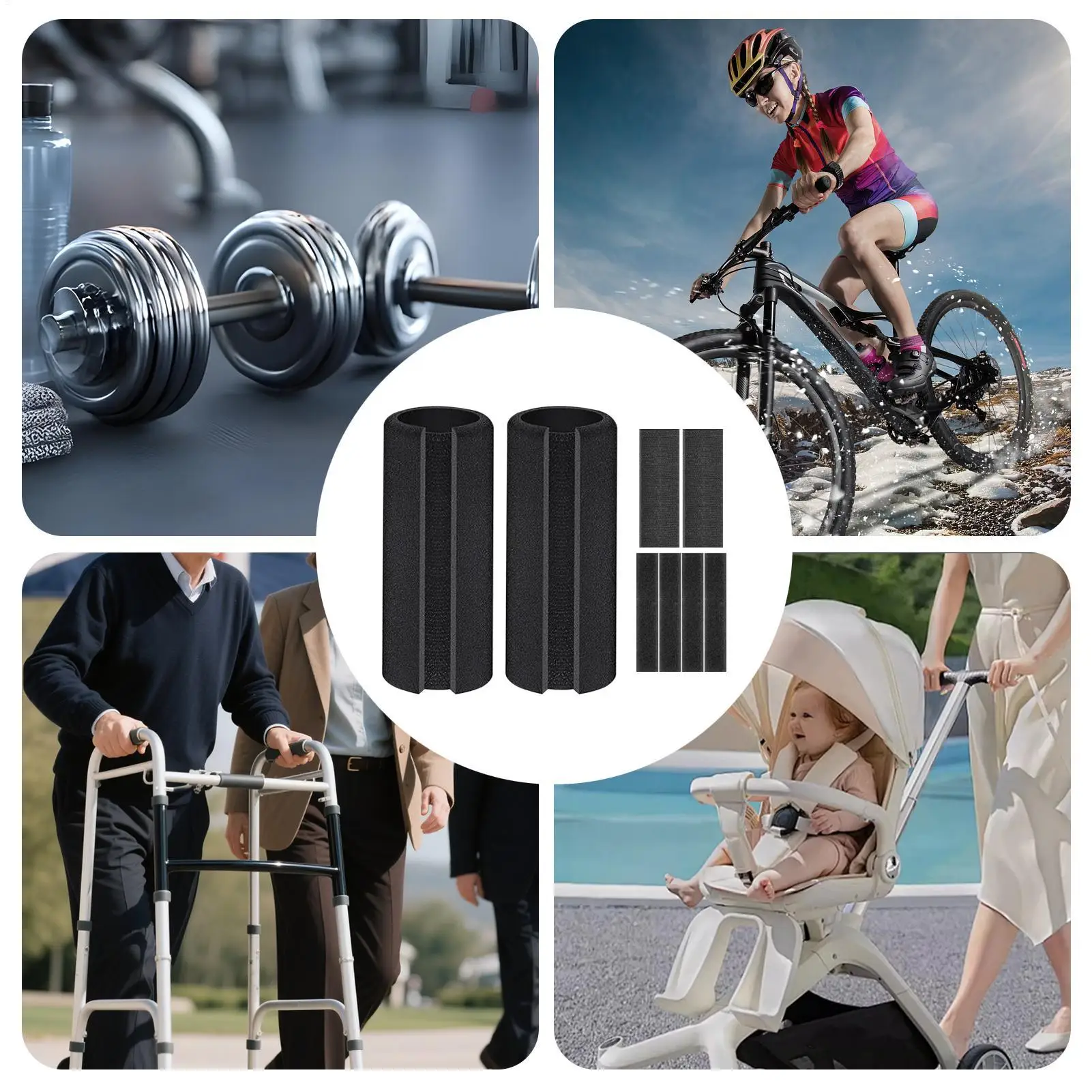 2PCS Foam Handlebar Grips Foam Bike Grips Cushions Grippers Handlebar Wrap Buffer Cover Ergonomic Comfortable Replacement