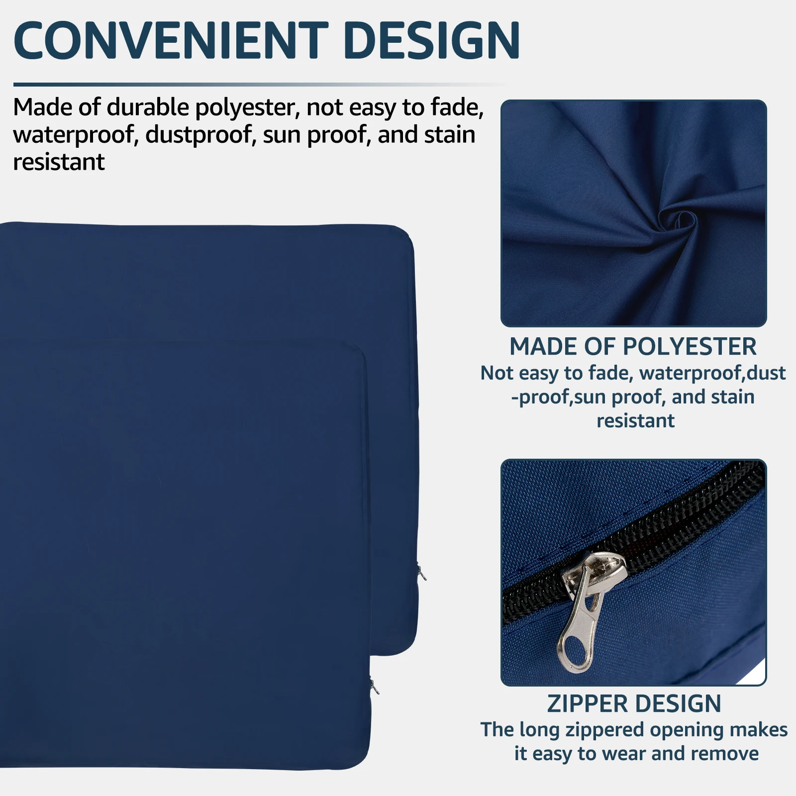 4Pcs Patio Chair Seat Covers 60x60x10cm Outdoor Cushion Slicovers with Zipper Dust-Proof Waterproof Patio Seat Cushion Covers