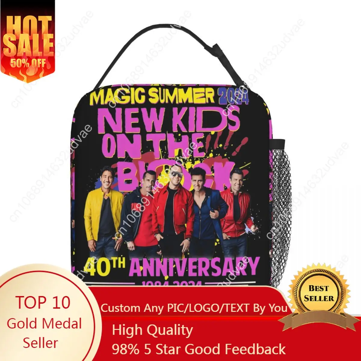 NKOTB Rock Band-Reusable Insulated Lunch Bag for Kids Thermal Lunch ...