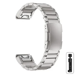 Quick Fit Titanium Watch Strap - Metal Release Bracelet - 26mm (Silver)