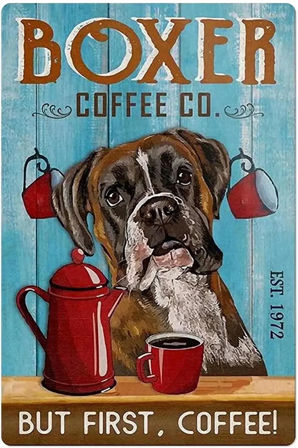 

Металлический жестяной знак в виде собаки, боксеры Coffee Co. But First Coffee, металлическое украшение для стен для ресторана, гостиной, ванной комнаты, дома