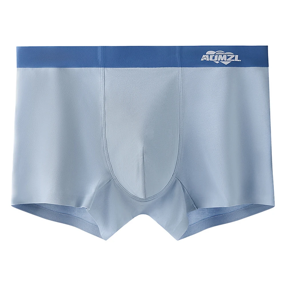 

Men Sexy Ice Silk Breathable Boxer Briefs Cotton Comfortable Panties Soft Seamless Shorts Solid Color Underpants Underwear