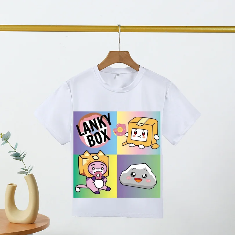 Kawaii Boys T-shirt Cartoon Lanky Box Cute Print Short Sleeve Girls Clothes Summer Casual Fashion Funny Cotton Children Tops Tee 6