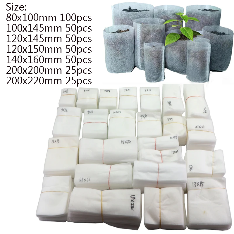 25/50/100pcs Different Sizes Non-woven Seedling bag Pots Eco-Friendly  Aeration Planting Nursery Bag Plant Grow Fabric Pouch floating plant pot