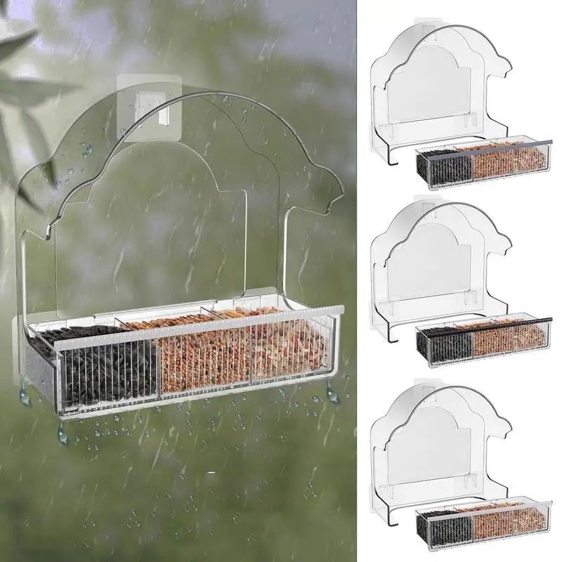 

Window Bird Feeder Transparent Window Wild Bird Feeder Automatic Birds Feed Tray for Garden Patio Yard birds feeder supplies