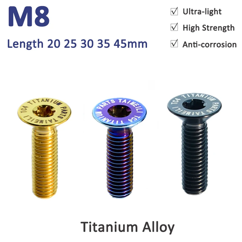 

1pc Titanium Bolt M8 Length 20 25 30 35 40mm Torx Flat Countersunk Head Screw Inside Plum Blossom Screw Bike Modification Screws