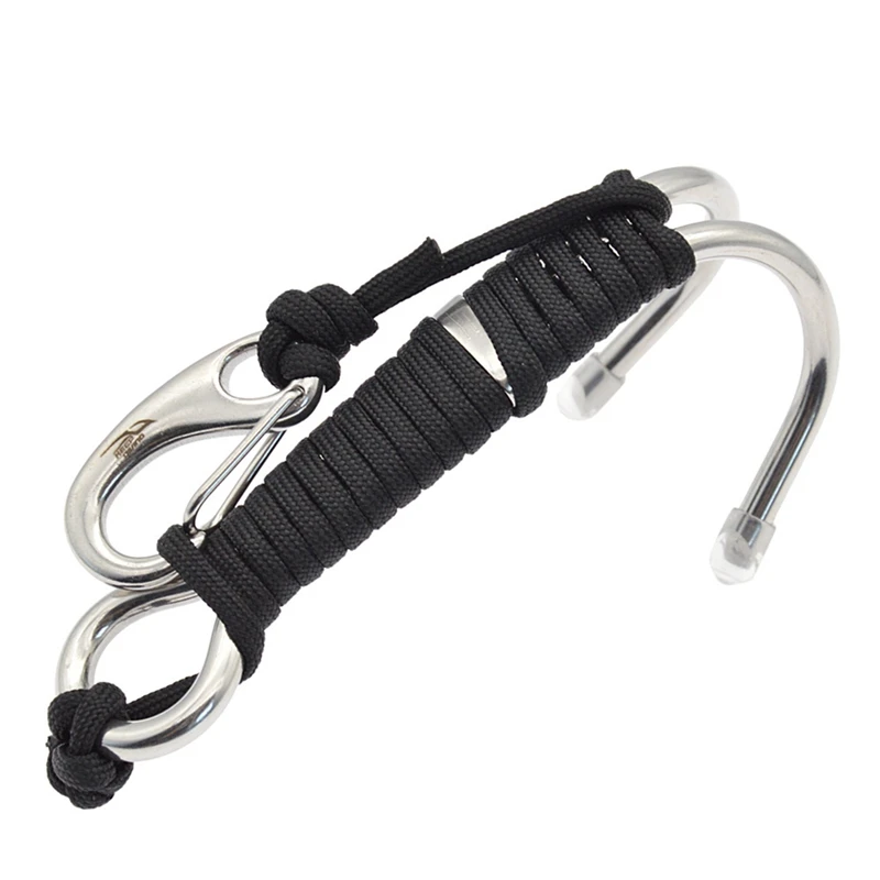 

KEEP DIVING 5X Scuba Diving Double Dual Stainless Steel Reef Drift Hook With Line And Clips Hook For Dive Underwater,Black
