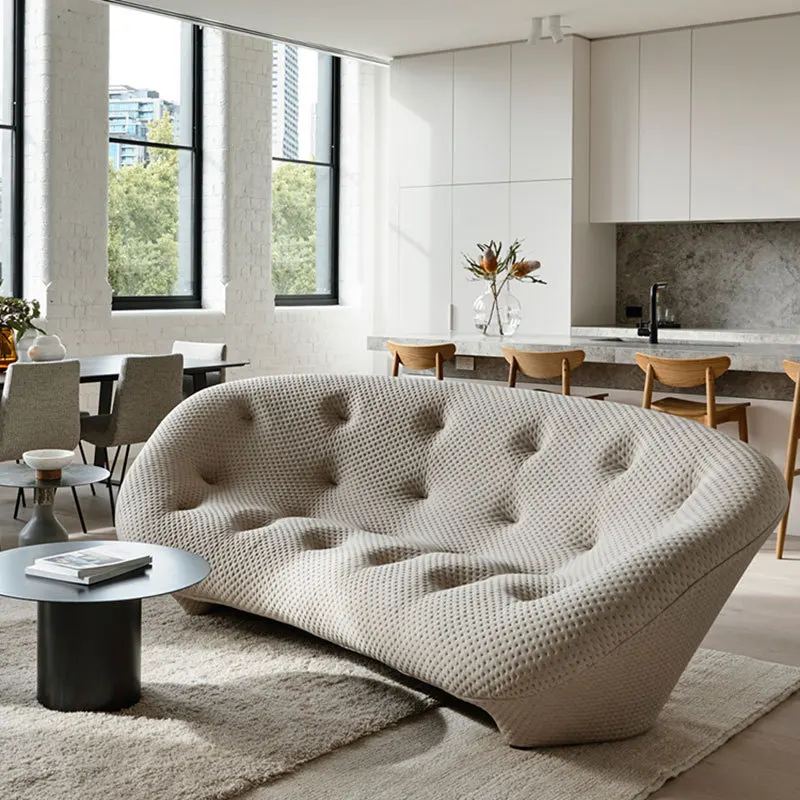 

Light luxury shell sofa, living room, small unit design, fabric minimalist internet celebrity sofa, cloud sofa