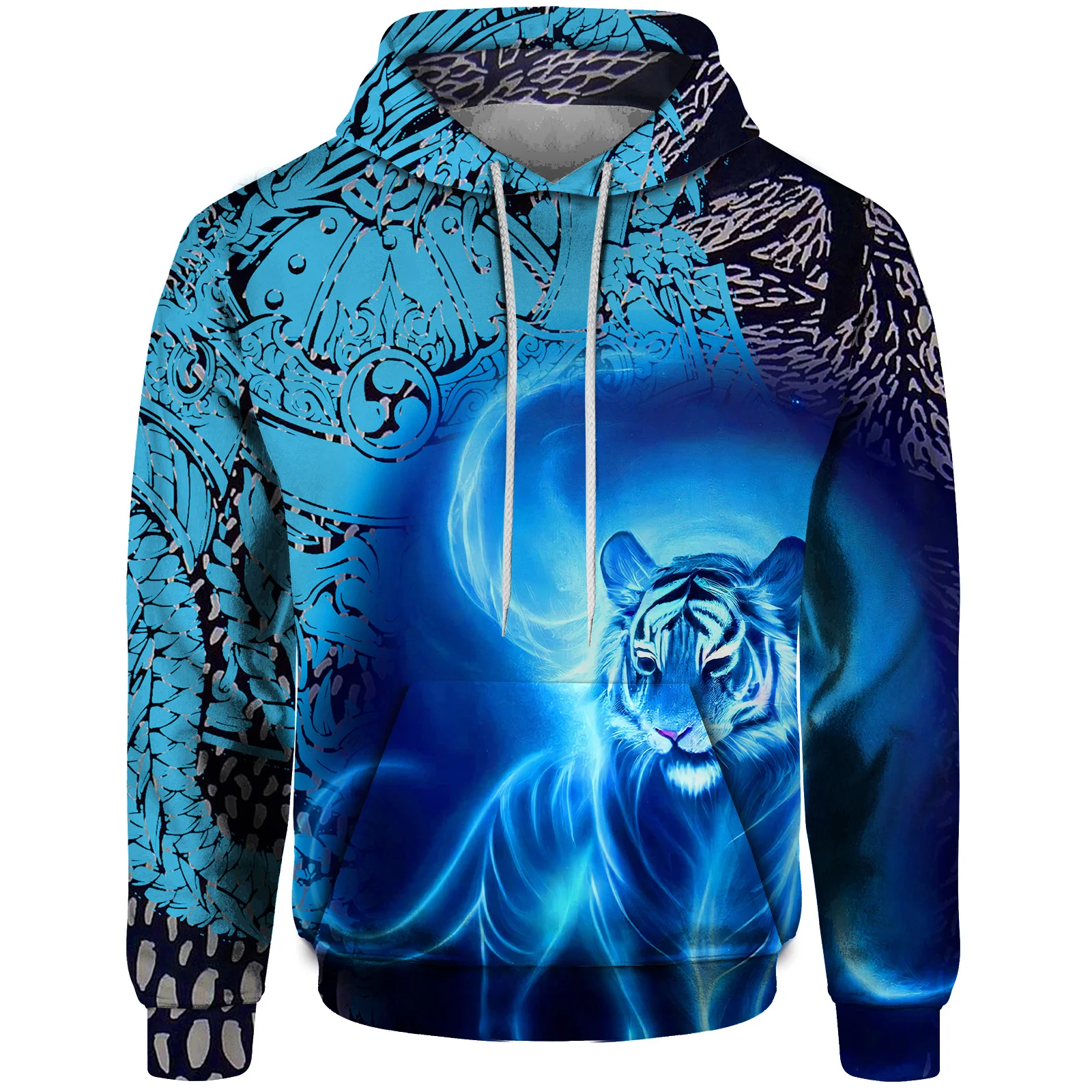 thumbnail image 1 of Sudadera con capucha holgada con estampado 3D de tigre gótico para hombre, ropa de calle Harajuku, otoño 2024, 1 of 4