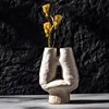 CAPIRON Double Mouth H Vase Ceramic Porcelain Nordic Boho Wabi-sabi Decorative Flowerpot for Dried Flower Pampas Grass Office 1