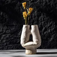CAPIRON Double Mouth H Vase Ceramic Porcelain Nordic Boho Wabi-sabi Decorative Flowerpot for Dried Flower Pampas Grass Office 1
