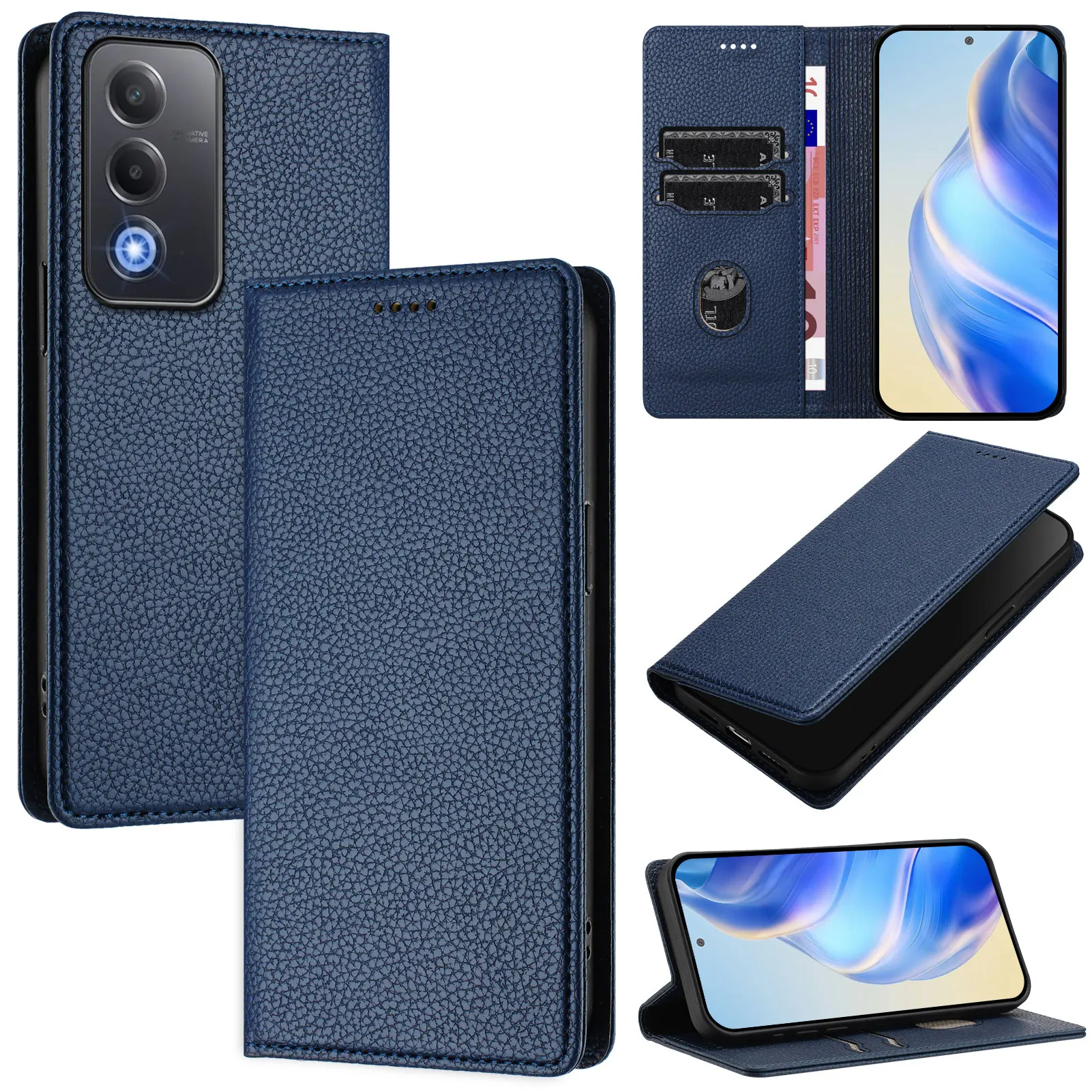 Vintage Slim Magnetic Leather Wallet Flip Cover with Card Slots