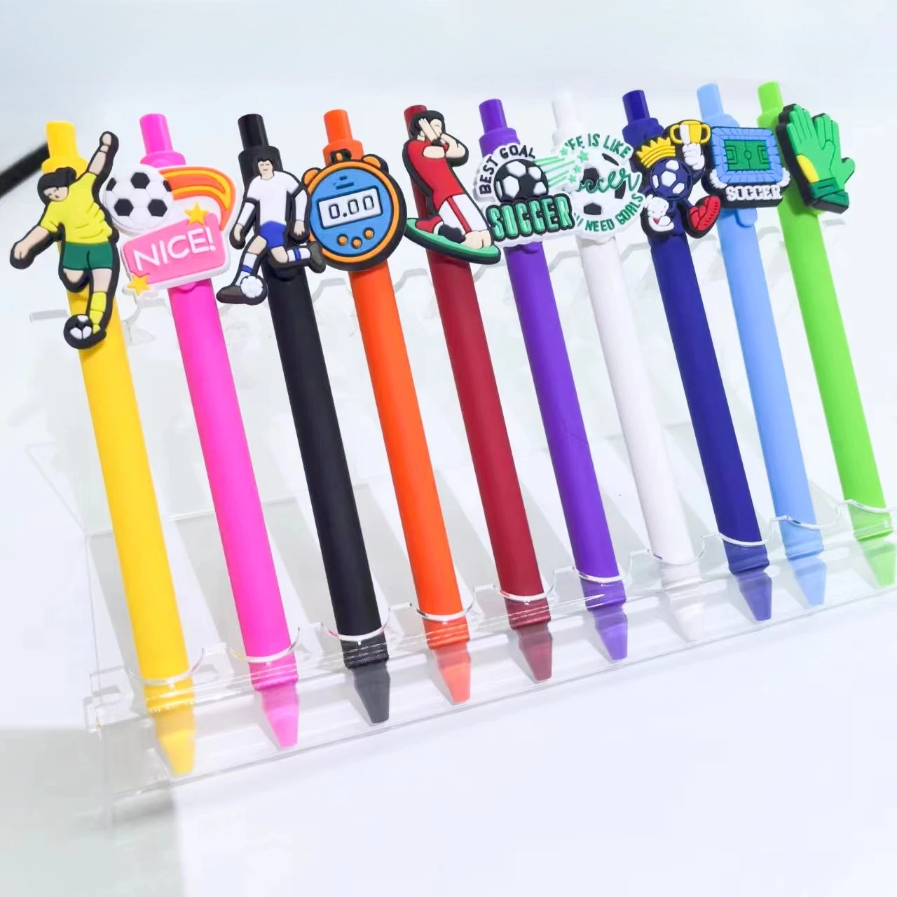 10PCS football soft patch neutral pen, sports series patch pen, creative stationery gift ballpoint pen, random style 2