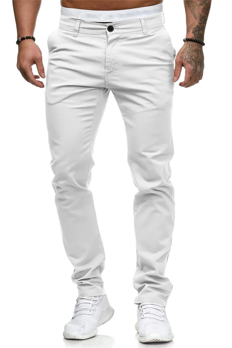Men's Business Trousers Formal Work Pants Slim Straight Leg Casual