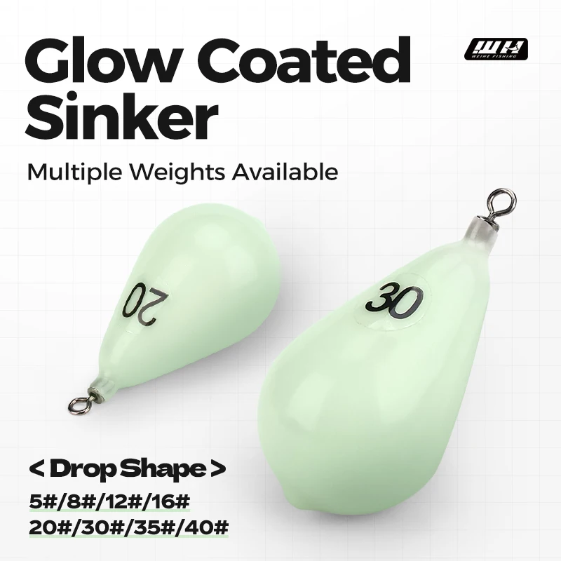 Plombs de pêche lumineux WEIHE avec coque souple - poids de 30g à 150g pour pêche de nuit