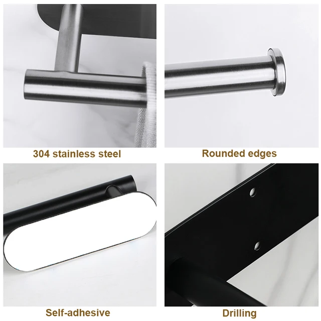 Porte-serviettes en papier en acier inoxydable sous l'armoire, porte-rouleau de papier toilette adhésif, allonger le cintre de mouchoirs pour la cuisine 5