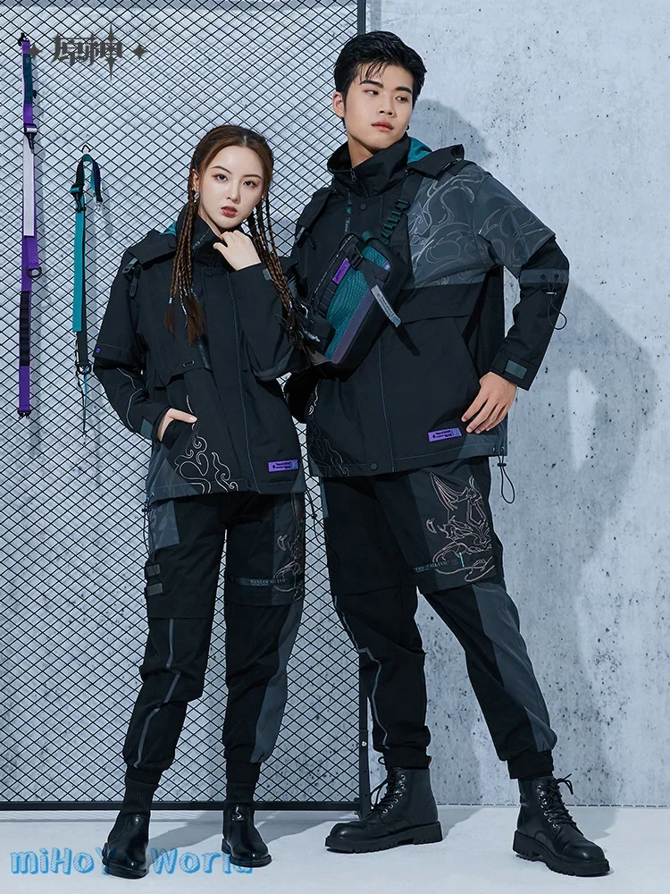 

MiHoYo Cosplay Overalls Costumes Game Genshin Impact VIGILANT YAKSHA Xiao Theme Cargo Doujin Pants Bottoms Couples Clothe XS-3XL