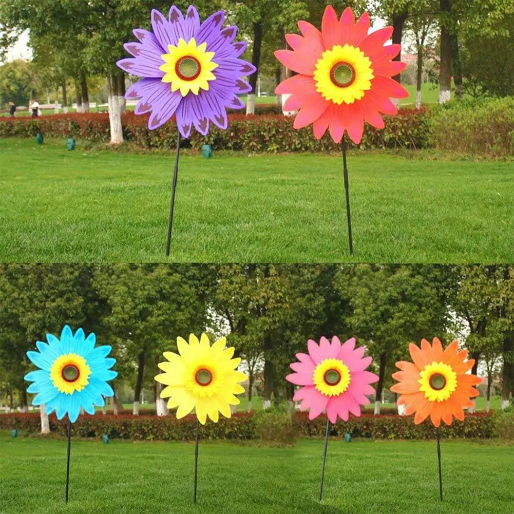 Pack De 4 Molinillos De Viento Decorativos Con Forma De Girasol – Juguetes De Tela Coloridos Para Bicicleta, Jardín Y Fiestas (62x28 Cm)