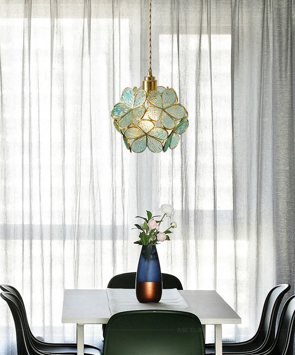 Description Picture 5 of itemModern Iron Art LED Pendant Lamp Nordic Pendant Light Handmade Flower Stained for Bedroom Living Dining Room Hotel Lamp