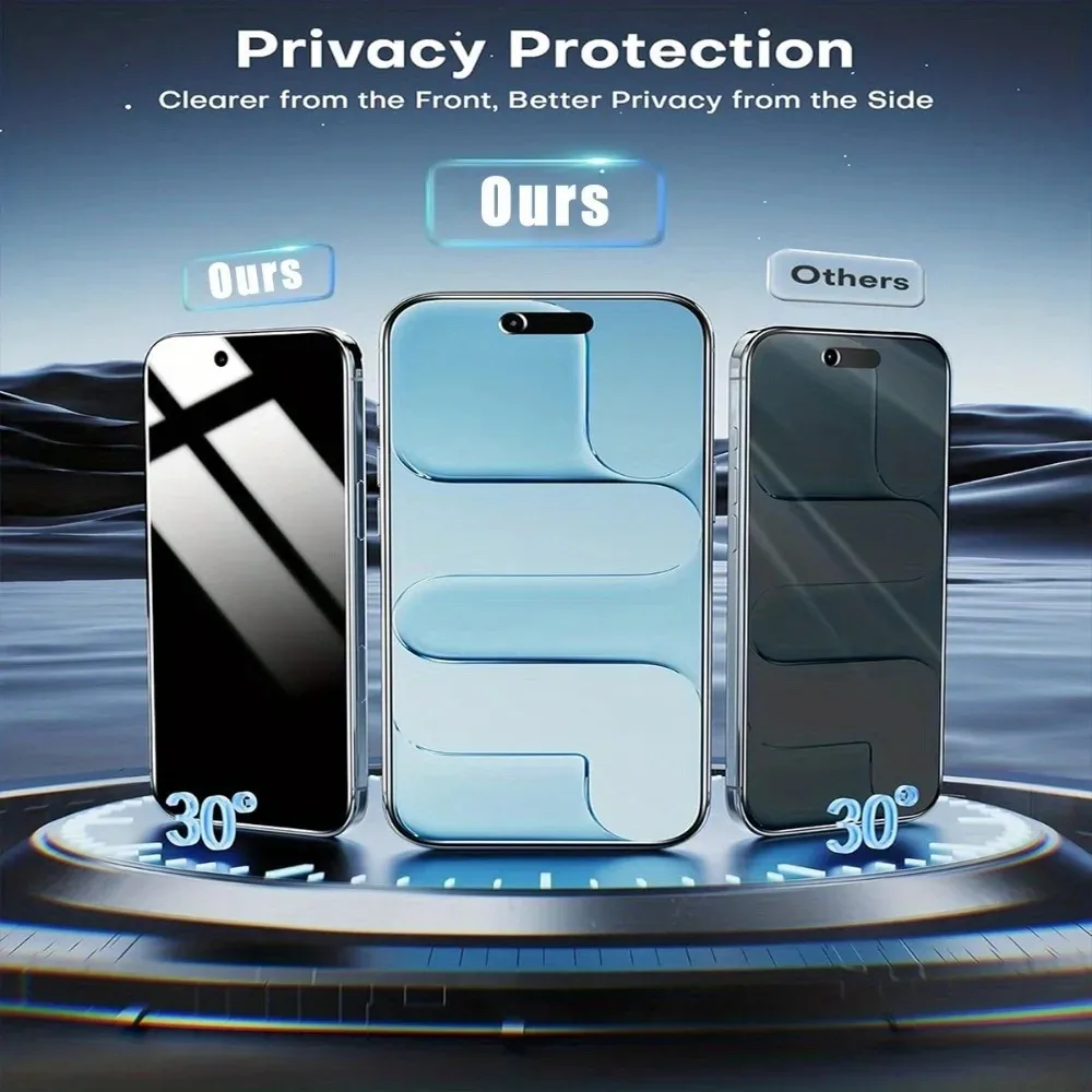 3 Pezzi Protezione Schermo Privacy a Copertura Totale per iPhone 17 16 15 14 Pro Max Air 13 12 11 Pro 16 15 Plus, Vetro Temperato Anti-Graffio