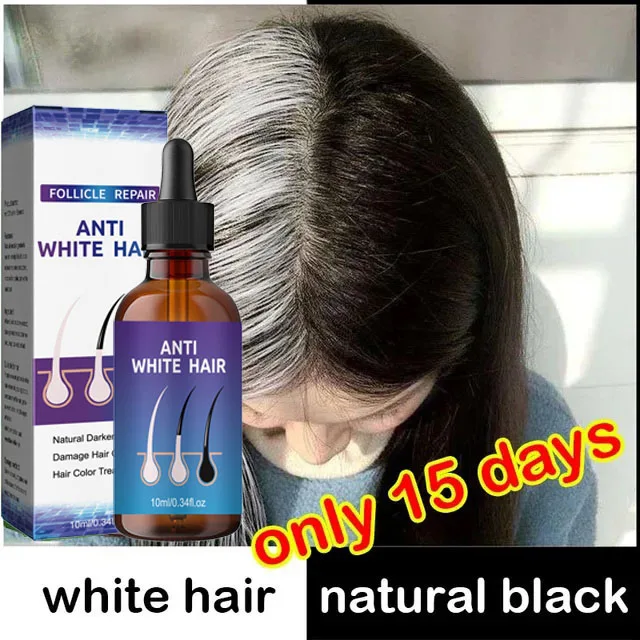 Natural Anti Gray Hair Serum Nourishing Hair Care Remedy Repair White & Darkening,hair treatment oil,hair treatment