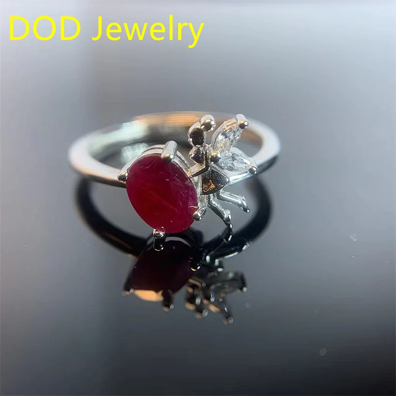 

Cute Silver Ruby Ring for School Girl 5mm*7mm Natural Blood Red Ruby Silver Ring 925 Silver Ruby Jewelry Gift for Woman