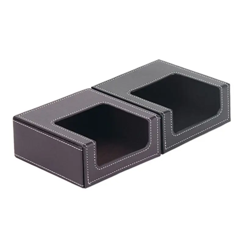 PU Leather Square Cocktail Napkin Holder Paper Serviette Dispenser Tissue Box 11UA 2
