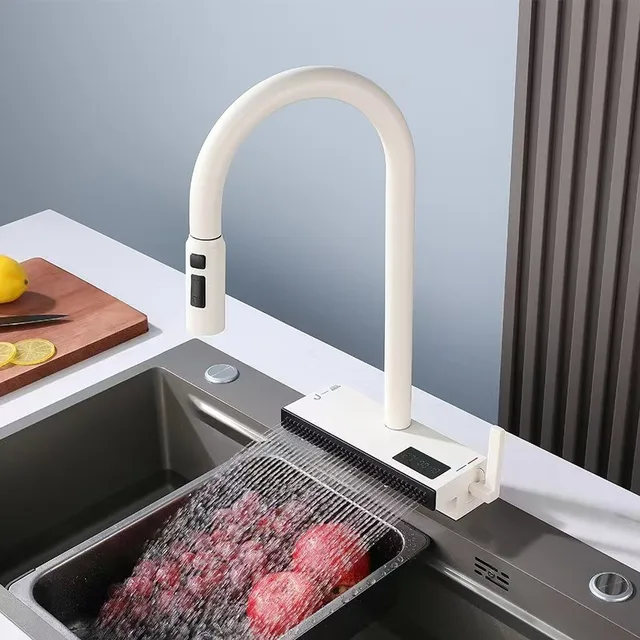 จอแสดงผลดิจิตอลอัจฉริยะ Feiyu น้ําตกผักอ่างล้างหน้า Universal Pull-OUT SINGLE Hole ห้องครัวก๊อกน้ําร้อนและเย็น 6
