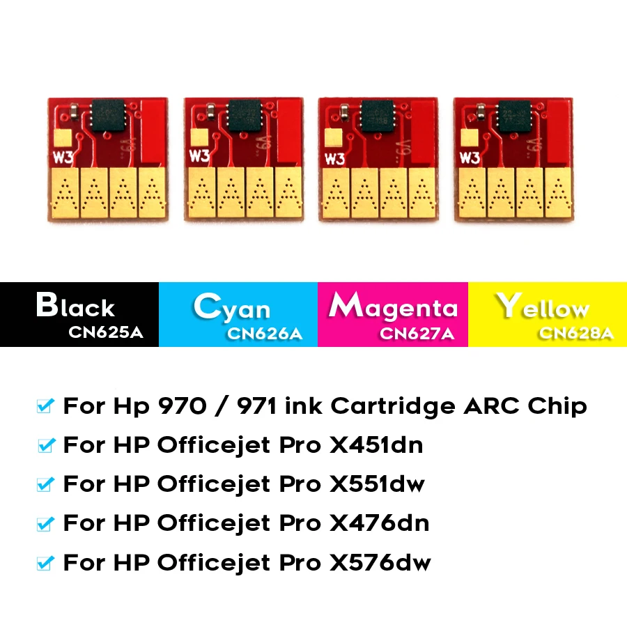 BOMA-TEAM HP970 XL 971XL 970 971 ARC Permanent Chips For HP Officejet Pro X451dn X451dw X476dn X476dw X551dw X576dw MFP Printer