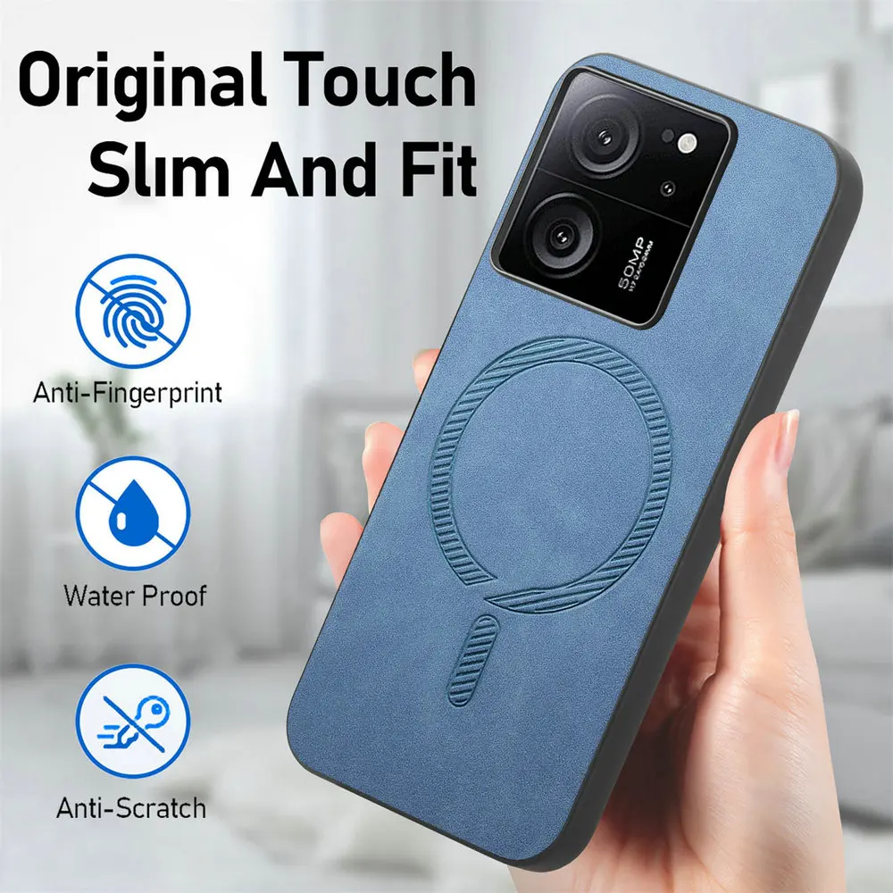 Luxury Leather Magnetic Wireless Charging Phone Case – Premium Back Cover