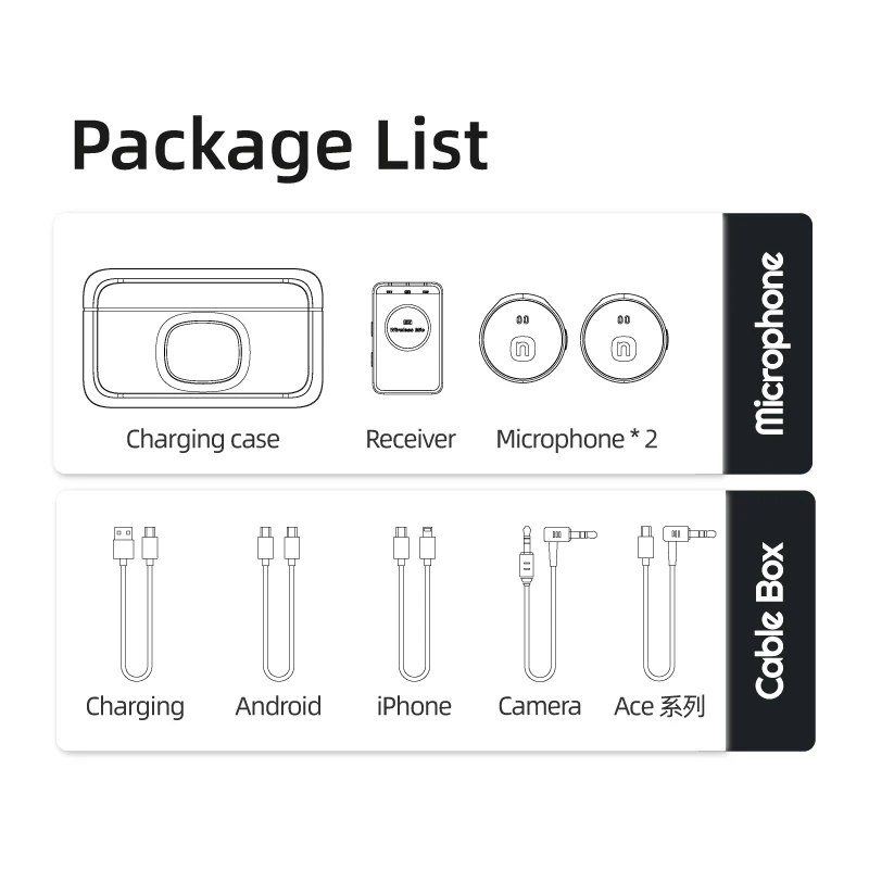 Trådløs mikrofon til Insta360 Ace Pro 2/Ace Pro/Ace - 2in1 sæt