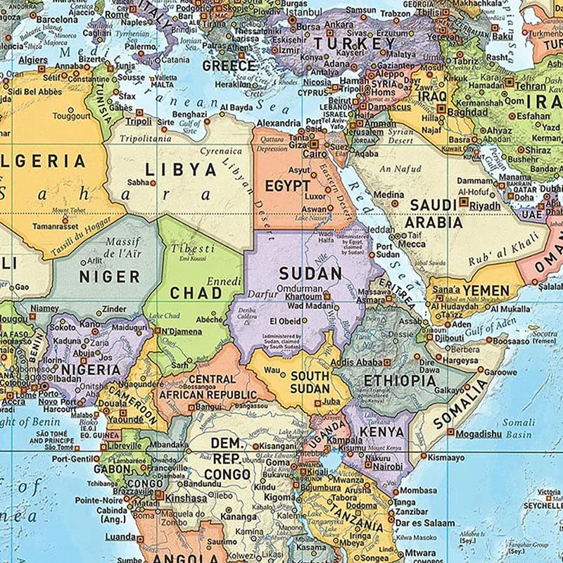 World map poster 150x100cm 2012 World Map in English Canvas Printings Home School Office Decor