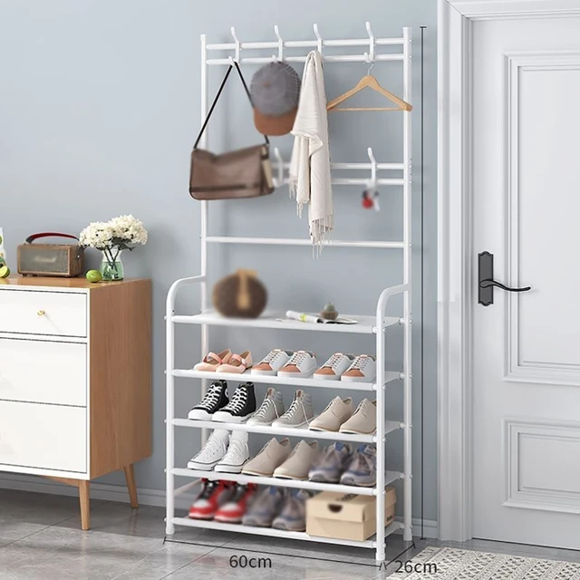 Layers floor coat rack shoe rack and hat rack wardrobe household integrated shoe and