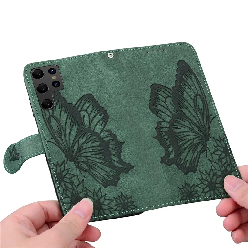 Butterfly Leather Phone Case For Samsung Galaxy S20 FE S21 FE S22 S10 S9 S8 Plus S23+ S23 Ultra 5G Wallet Bags Flip Cover leather wallet case leather case phone case leather phone case