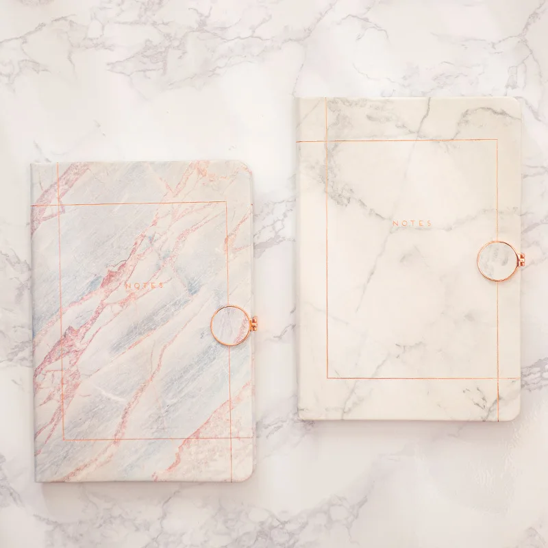 

PU Cover Notebook For Students Marbling Style Diary Book Magnetic Buckle Journal Book Horizontal Line Inner Page Stationery New