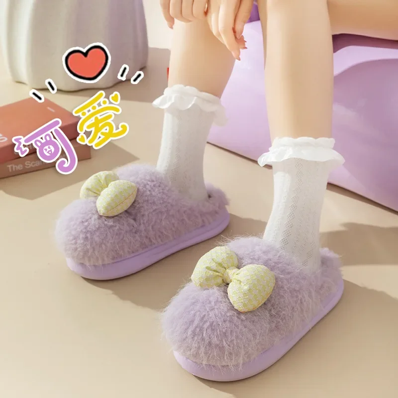 Cotton slippers ladies indoor warm floor slippers cute non-slip cotton slippers thick bottom girlfriends  shoes wholesale 2023