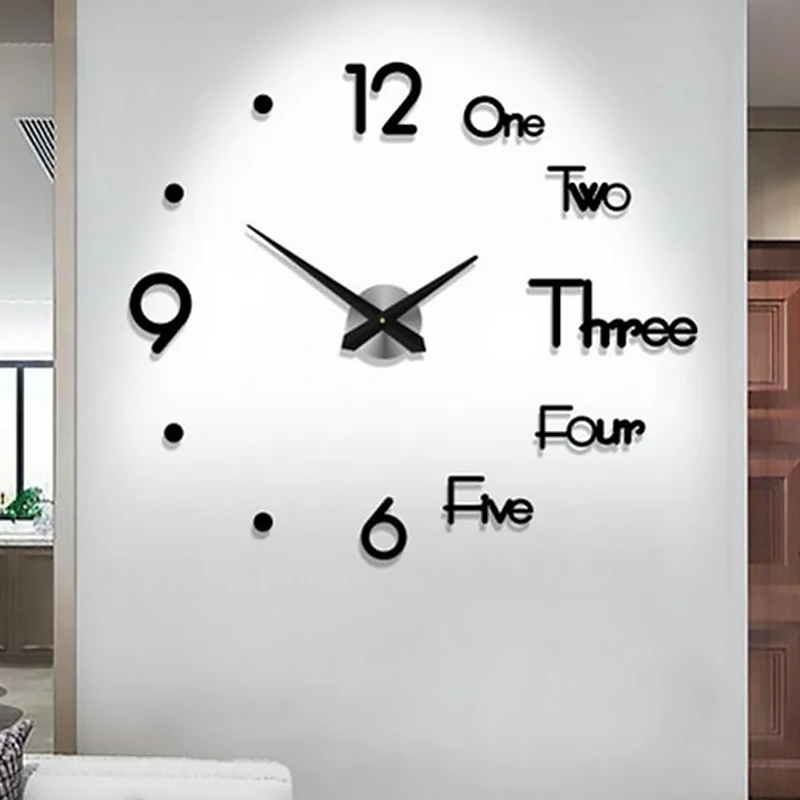 3D Digital Wall Clock Frameless Wall Clocks Wall Stickers For Home Living Room Decor Quartz Needle Self Adhesive Hanging Watch