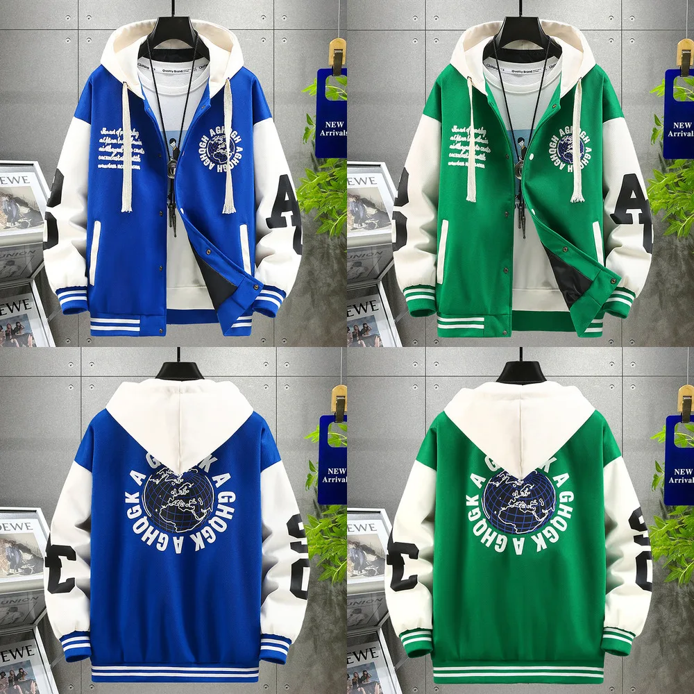 Youth Spring and Autumn Season Jacket Coat Male Junior High School Student Top Handsome Trend Big Boys' Baseball Jersey_voghion.com