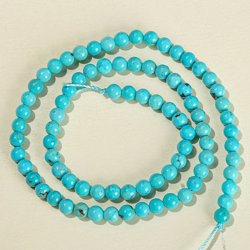 Natural Blue Turquoise Round Spacer Beads for Jewelry Making & DIY Crafts