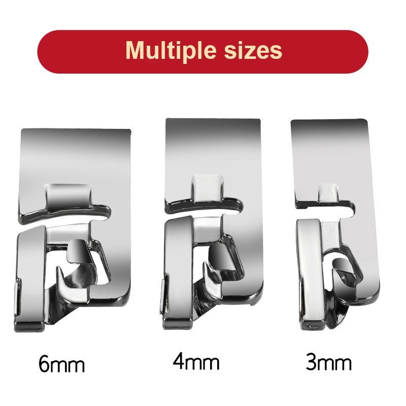 3 PCS Household Sewing Machine Wide Flat Seam Curved Seam Hemming Curved Wrapping Cloth Strip Hemming Presser Foot