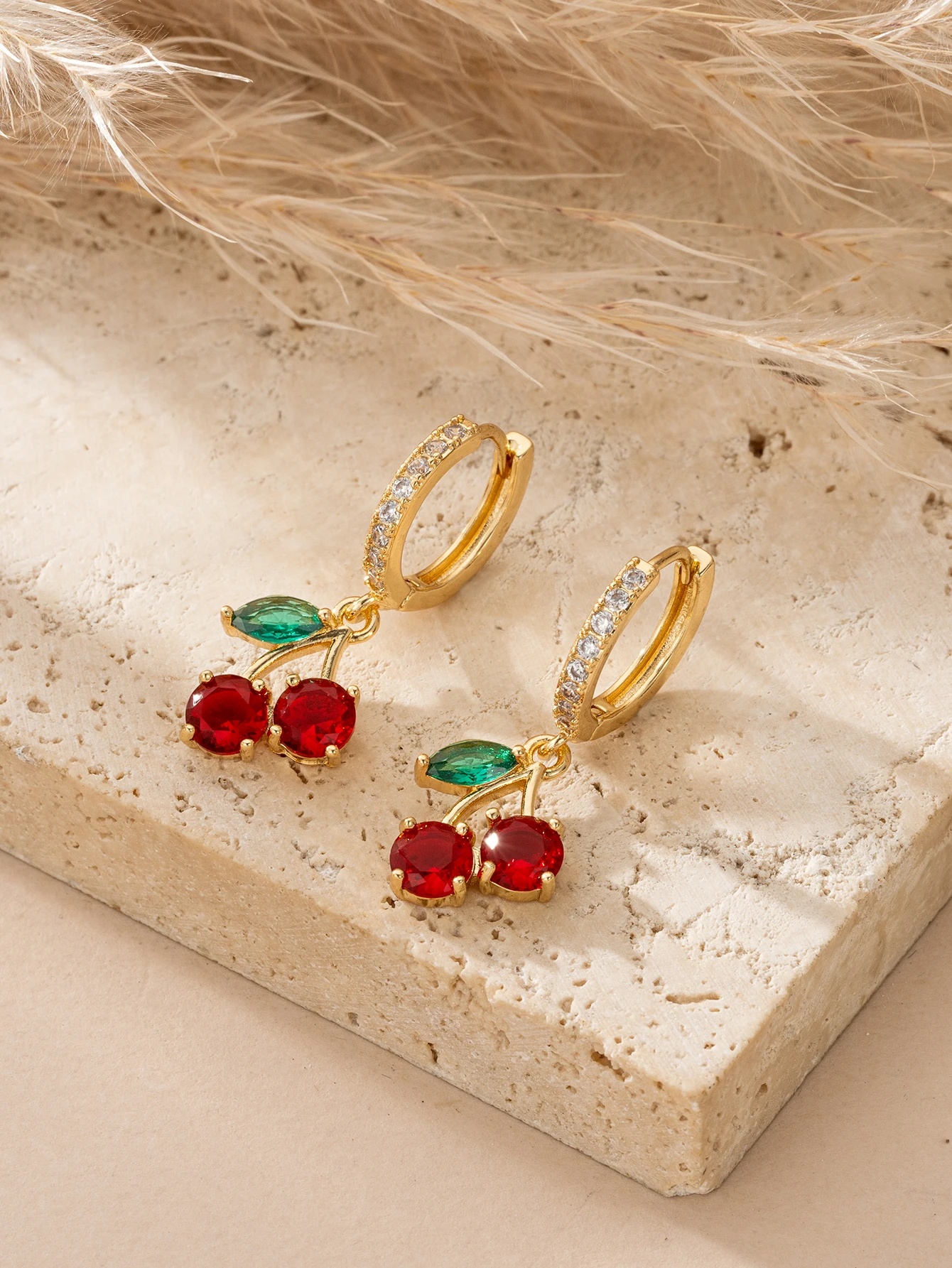 Cherry Huggie Earrings Fruit-Shaped Jewelry for Women