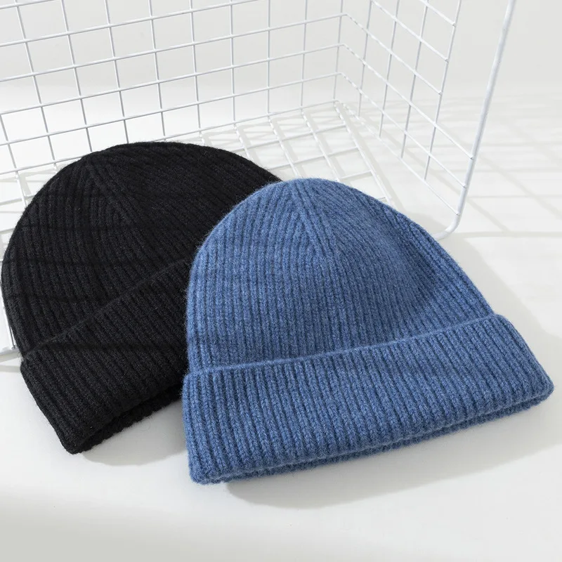 Knitted Pure Wool Beanies Winter Warm Unisex Hat Minimalist Fashion Neutral Colors 6