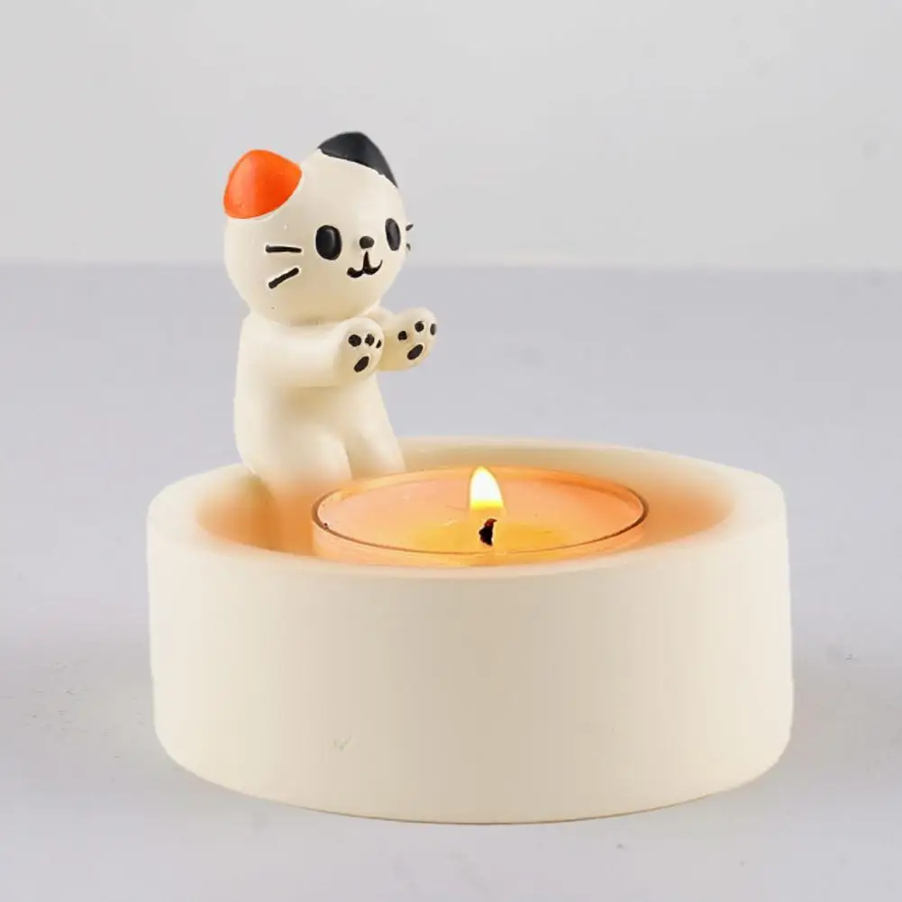 Cute Kitten Candle Holder Candle Sticks Holder Decor High Tempe Resistant Lovely Handcrafted Exquisite Cartoon Kitten